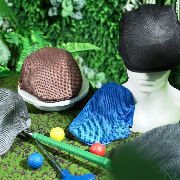Mesh Newsboy Cap Set Breathable Summer Adjustable Retro Beret Hats Y2K main image 8